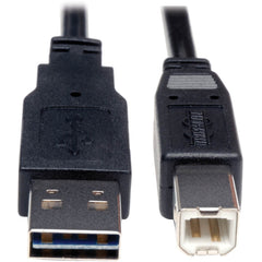 Tripp Lite UR022-010 ユニバーサルリバーシブルUSB 2.0 A-メス to B-メスデバイスケーブル、10ft、成形、シールド、金メッキ