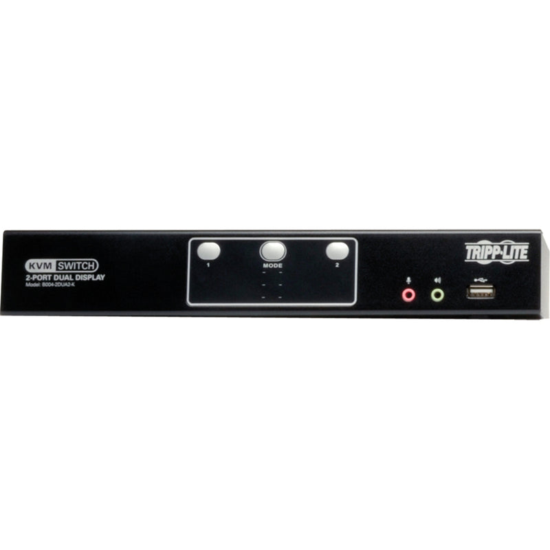 Close-up front view of the Tripp Lite KVM switch showing slim profile design