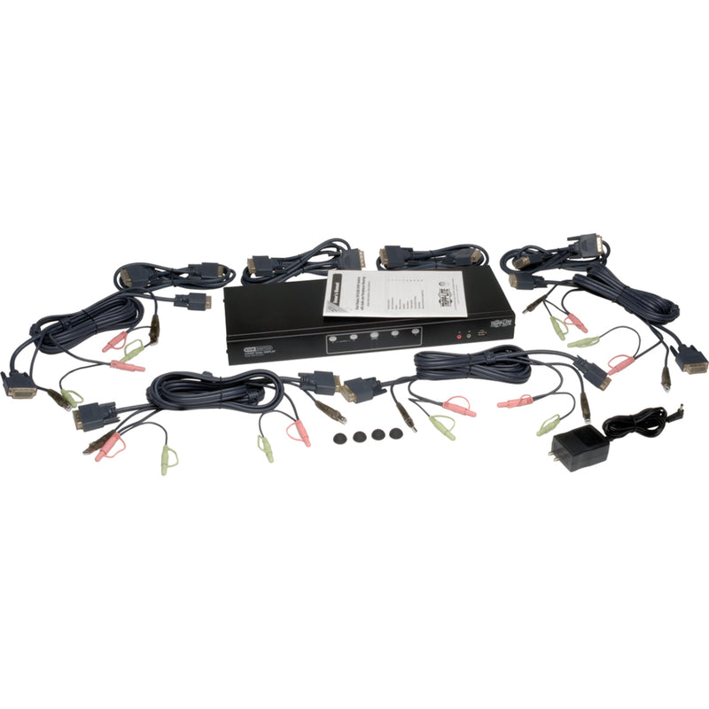 Complete KVM switch package with all included cables and accessories