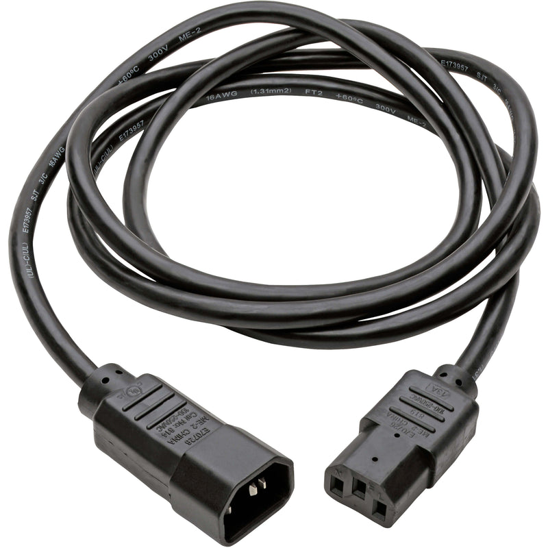 Full length view of Tripp Lite 5-foot power cord showing cable flexibility and connector endpoints