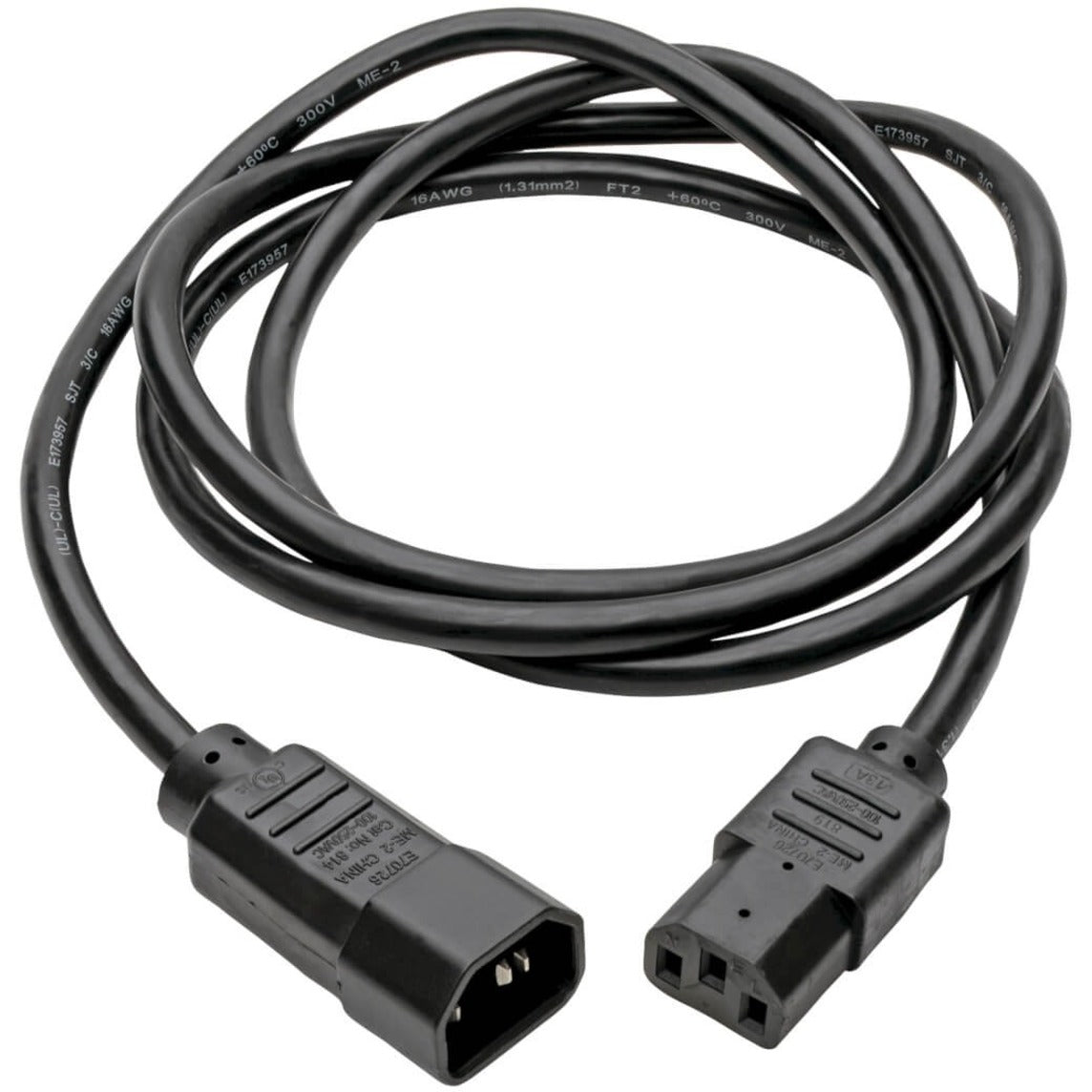 Full length view of Tripp Lite P004-008 power cord showing cable flexibility and connector orientation-alternate-image2