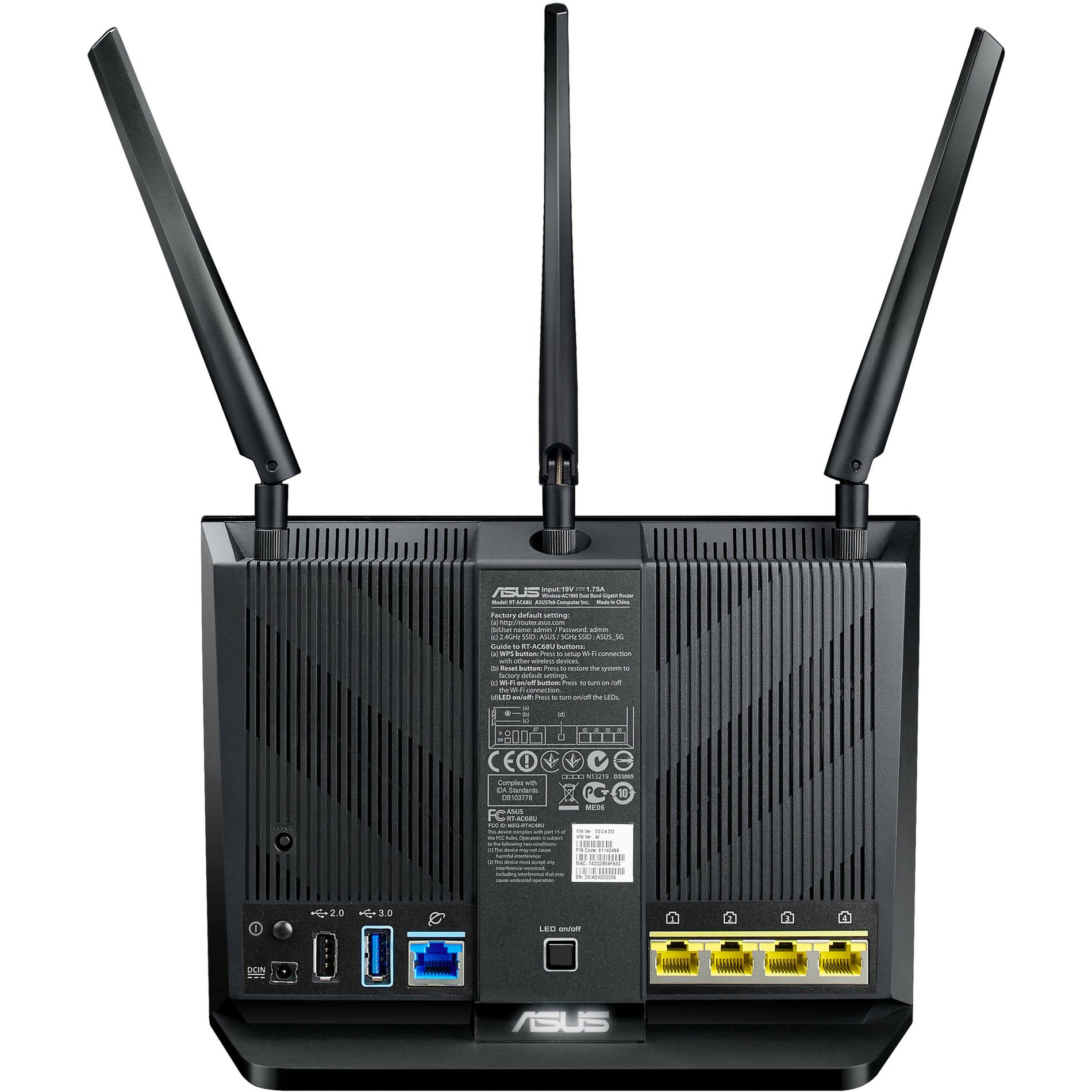 Asus RT-AC68U Wi-Fi 5 IEEE 802.11ac Dual-Band Wireless-AC1900 Gigabit Router, High-Speed Internet Connectivity