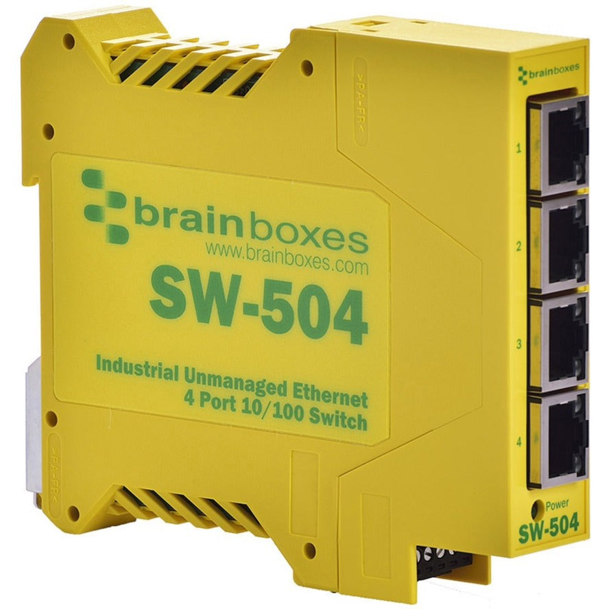 Brainboxes SW-504 Commutateur Ethernet Industriel 4 Ports Montage sur Rail DIN