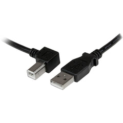 StarTech.com → スターテック・ドットコム USBAB2ML → USBAB2ML 2m → 2メートル USB → USB 2.0 → 2.0 A → A to → 〜へ Left Angle B → 左アングルB Cable → ケーブル M/M → M/M 480 Mbit/s → 480メガビット/秒 Data Transfer Rate → データ転送速度 for → 用 Scanner → スキャナー Printer → プリンター Hard Drive → ハードドライブ