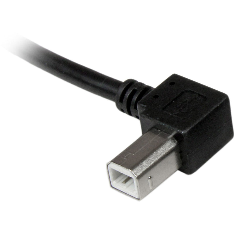 Left-angle USB Type-B connector showing 90-degree bend design