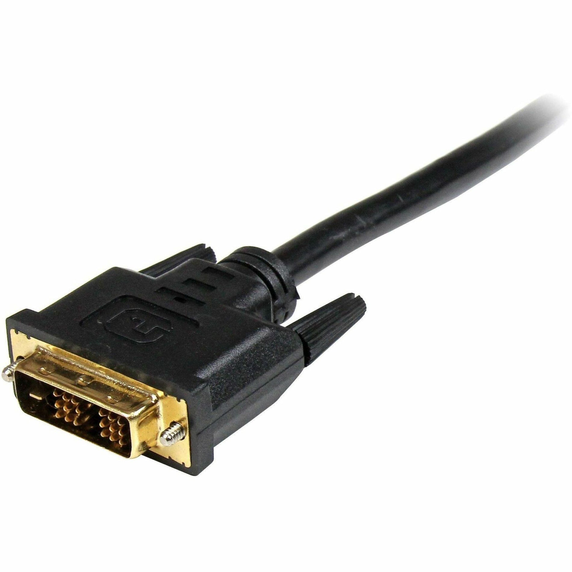 StarTech.com HDDVIMM3 3英尺 HDMI 到 DVI-D 电缆 - M/M，成型，防护套，被动，铜导体，镀金连接器 品牌名称：恒宇科技 恒宇科技 HDDVIMM3 3英尺 HDMI 到 DVI-D 电缆 - M/M，成型，防护套，被动，铜导体，镀金连接器