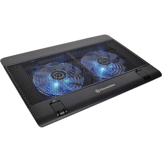 Thermaltake Massive 14² laptop cooling pad with dual blue LED fans visible through black mesh surface-alternate-image1