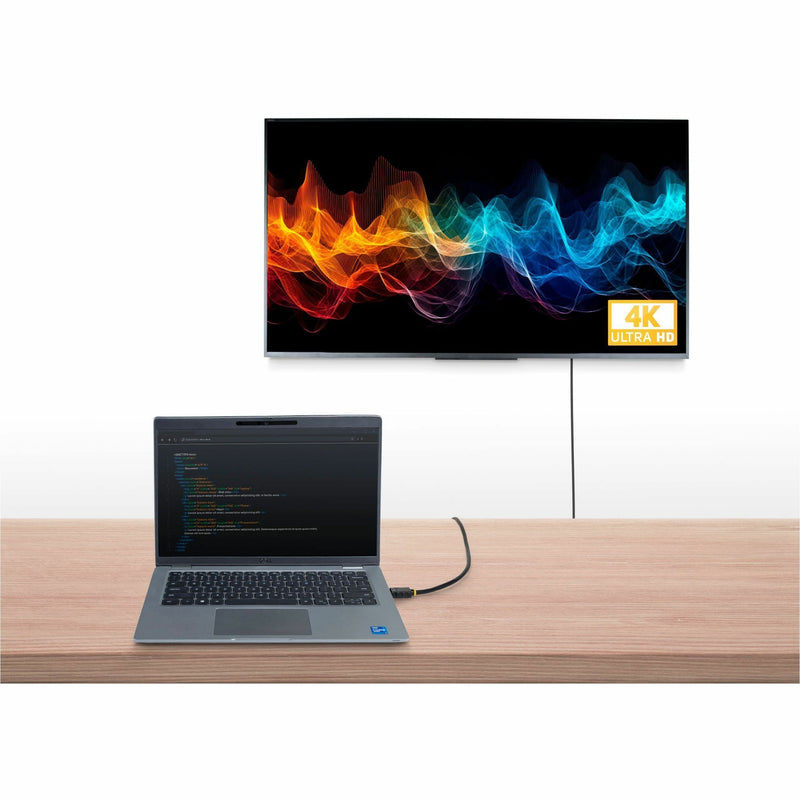 Laptop connected to 4K TV displaying vibrant colors and sharp resolution