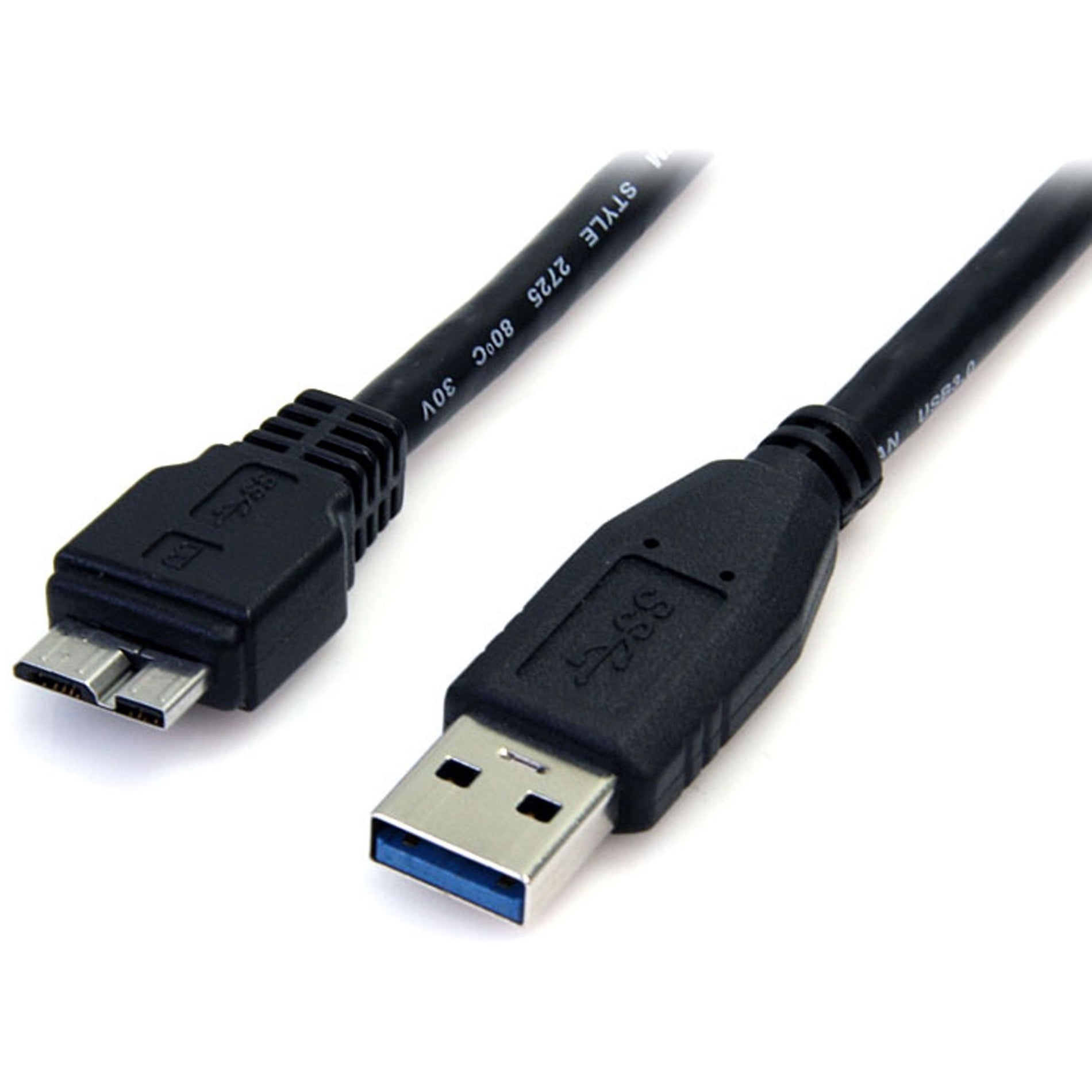 StarTech.com USB3AUB50CMB 0.5m (1.5ft) Black SuperSpeed USB 3.0 Cable A to Micro B - M/M, Fast Data Transfer, Lifetime Warranty