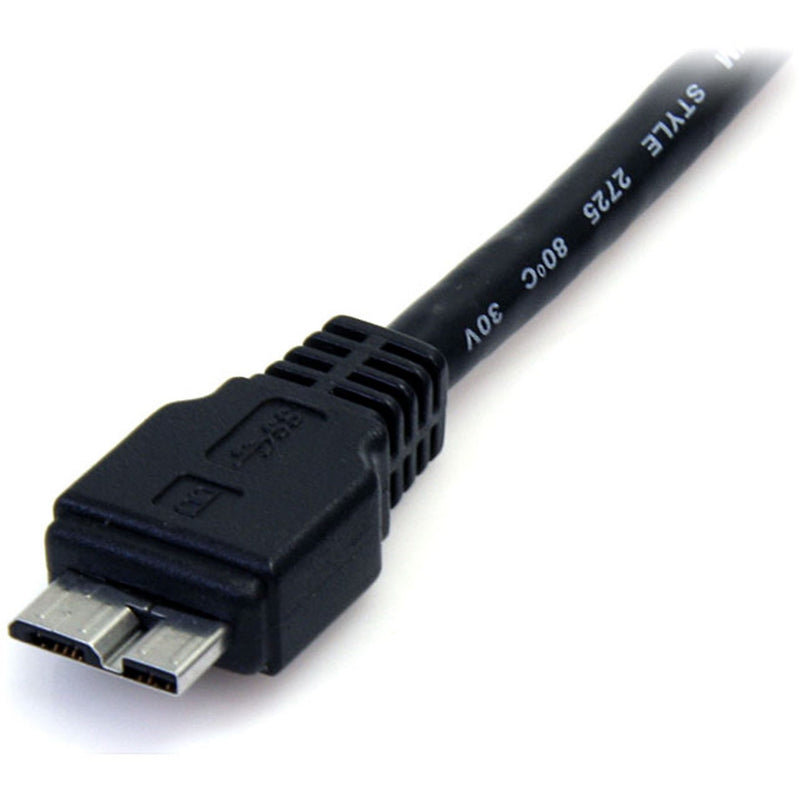 Detailed view of USB 3.0 Micro-B connector showing molded strain relief and connector design