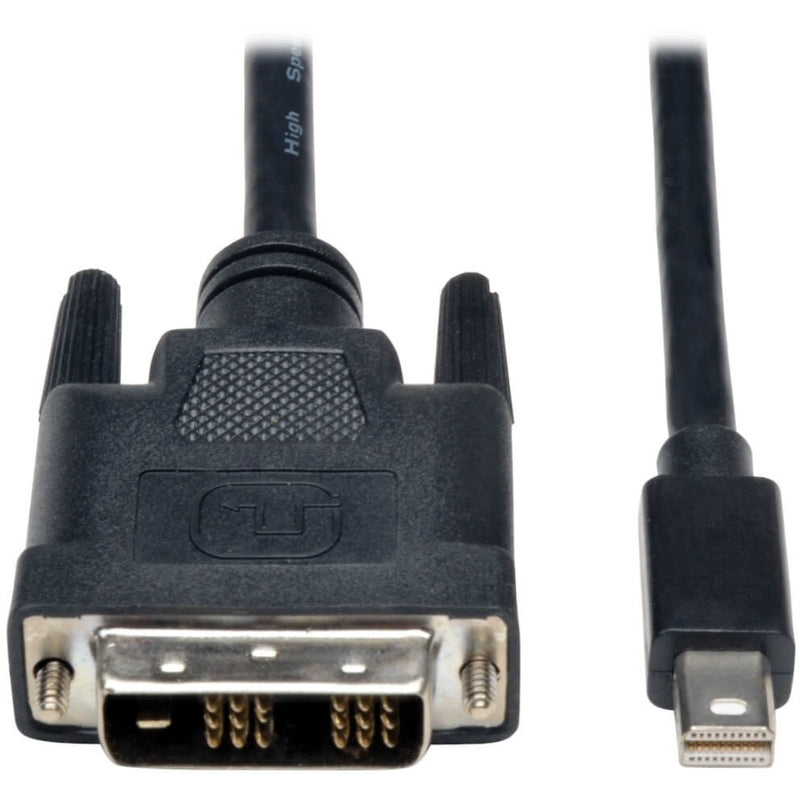 Close-up detail of connector interfaces on Tripp Lite Mini DisplayPort to DVI adapter