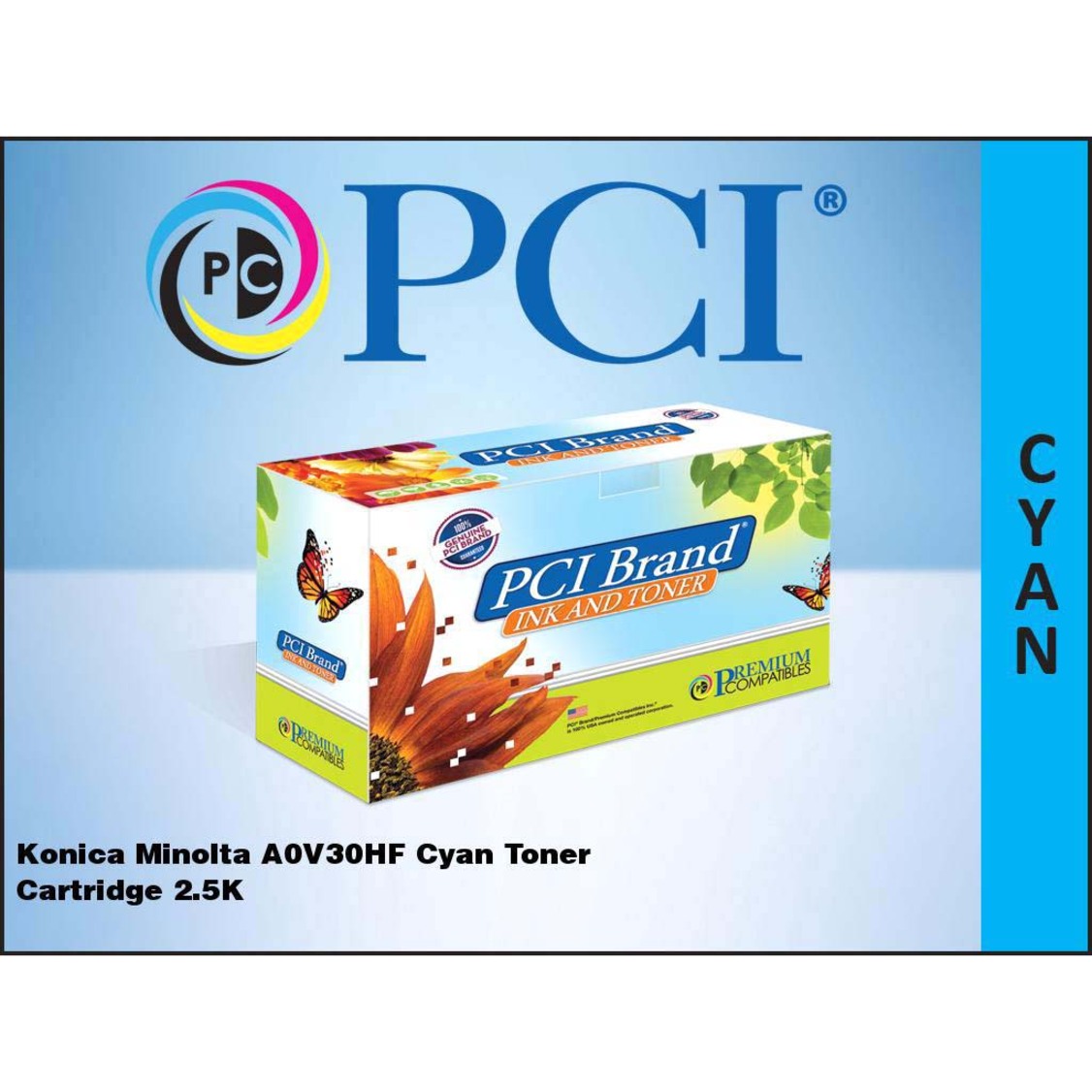 Premium Compatibles A0V30HF-PCI Konica-Minolta A0V30HF Cyan Toner Ctg 2.5K Yield for Kodak Magi1680, 1600, High Yield, Laser, Cyan Toner Cartridge