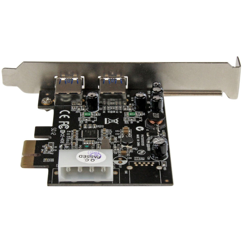 Angled view of PCIe USB 3.0 card showing power management components