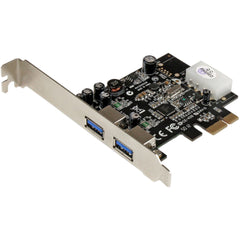 StarTech.com PEXUSB3S25 2 Port PCI Express PCIe SuperSpeed USB 3.0 Card Adapter with UASP Low Profile Bracket SATA to LP4 Cable