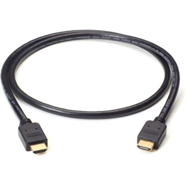 Black Box VCB-HDMI-002M high-speed HDMI cable with black PVC jacket and gold-plated male connectors on both ends-alternate-image1