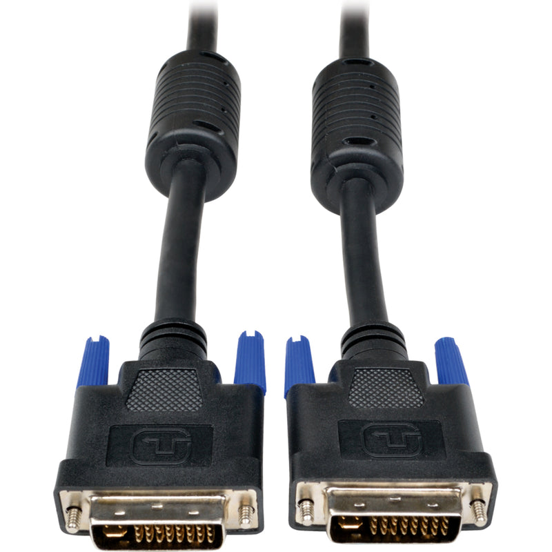 Detail shot of Tripp Lite DVI-I cable showing molded strain relief and connector construction