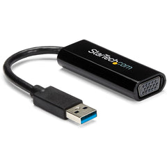 StarTech.com Slim USB 3.0 to VGA Video Adapter, External Multi Monitor Display, 1920x1200 Resolution, TAA Compliant, USB Type-A Male to HD-15 Female, Black - USB32VGAES (2 Year Warranty)