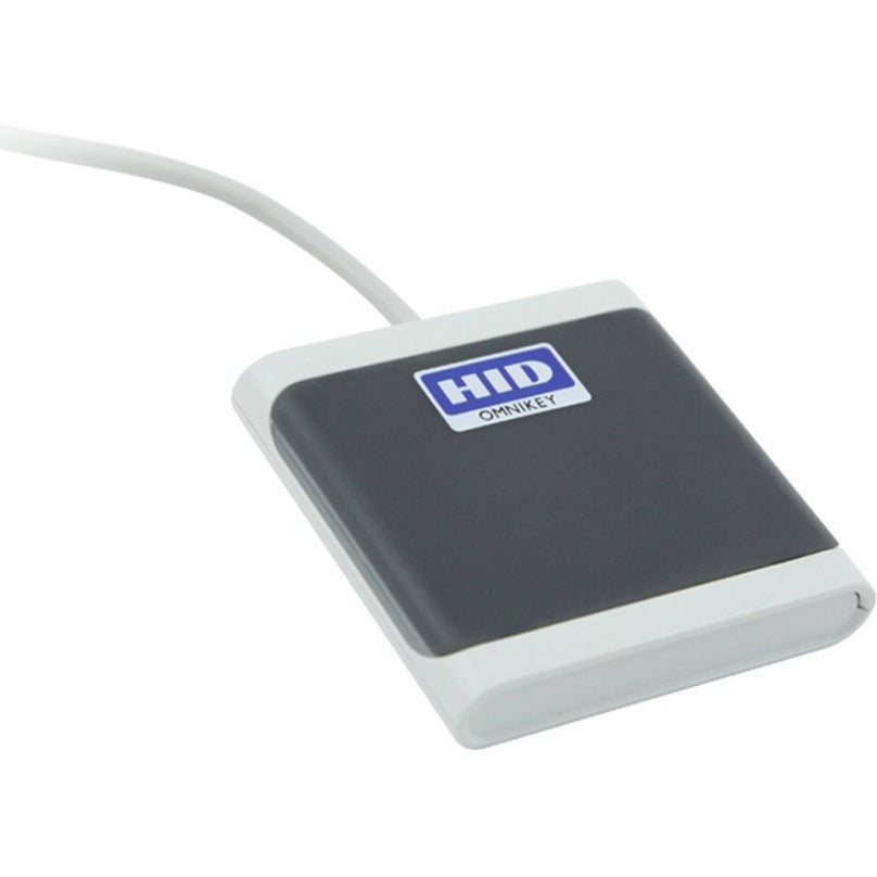 HID OMNIKEY 5025 CL contactless smart card reader in light gray with USB cable-alternate-image1