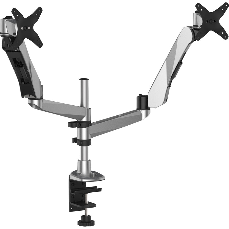 3M MA265S dual monitor mounting arm in black and silver finish showing articulating arms and desk clamp mount