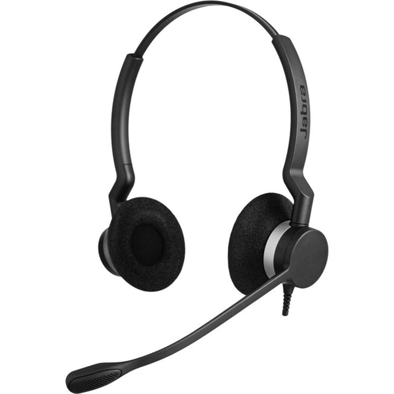 Side profile of Jabra BIZ 2300 QD headset highlighting ergonomic design and comfort features