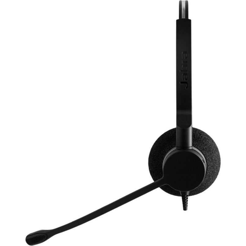 Side profile of Jabra BIZ 2300 USB headset emphasizing the boom microphone design and ear cup detail-alternate-image3