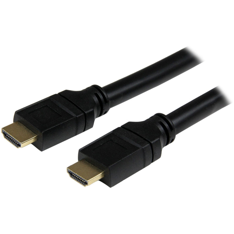 Close-up view of StarTech.com HDMI cable with gold-plated connectors and black housing