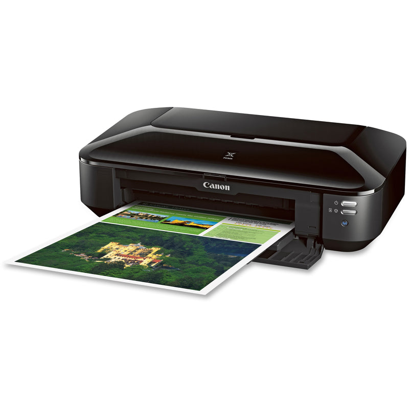 Side view of Canon PIXMA iX6820 printing a large format document with vivid colors