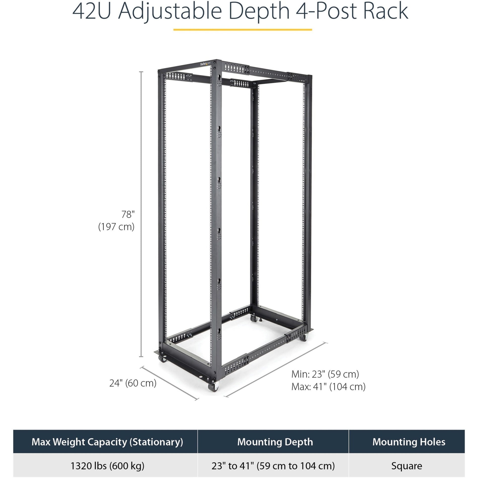 StarTech.com 4POSTRACK42 Adjustable Depth Open Frame 4 Post Server Rac –  Network Hardwares