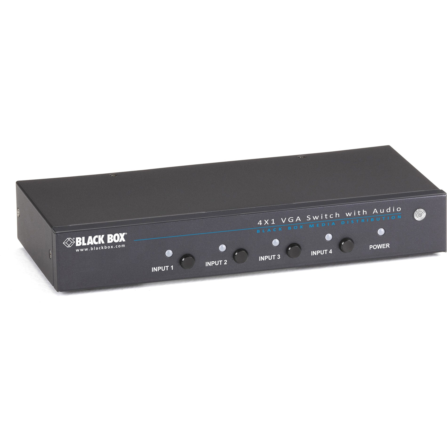 Black Box AVSW-VGA4X1A 4 x 1 VGA Switch With Serial And Audio, Easy Video and Audio Switching for Multiple Devices