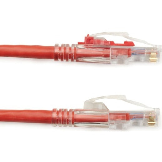 Detailed view of GigaTrue 3 Cat6 cable's LockPORT boot system showing security pin compatibility