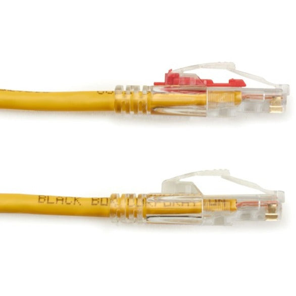 Close-up profile view of RJ-45 connectors showing LockPORT security pin installation points