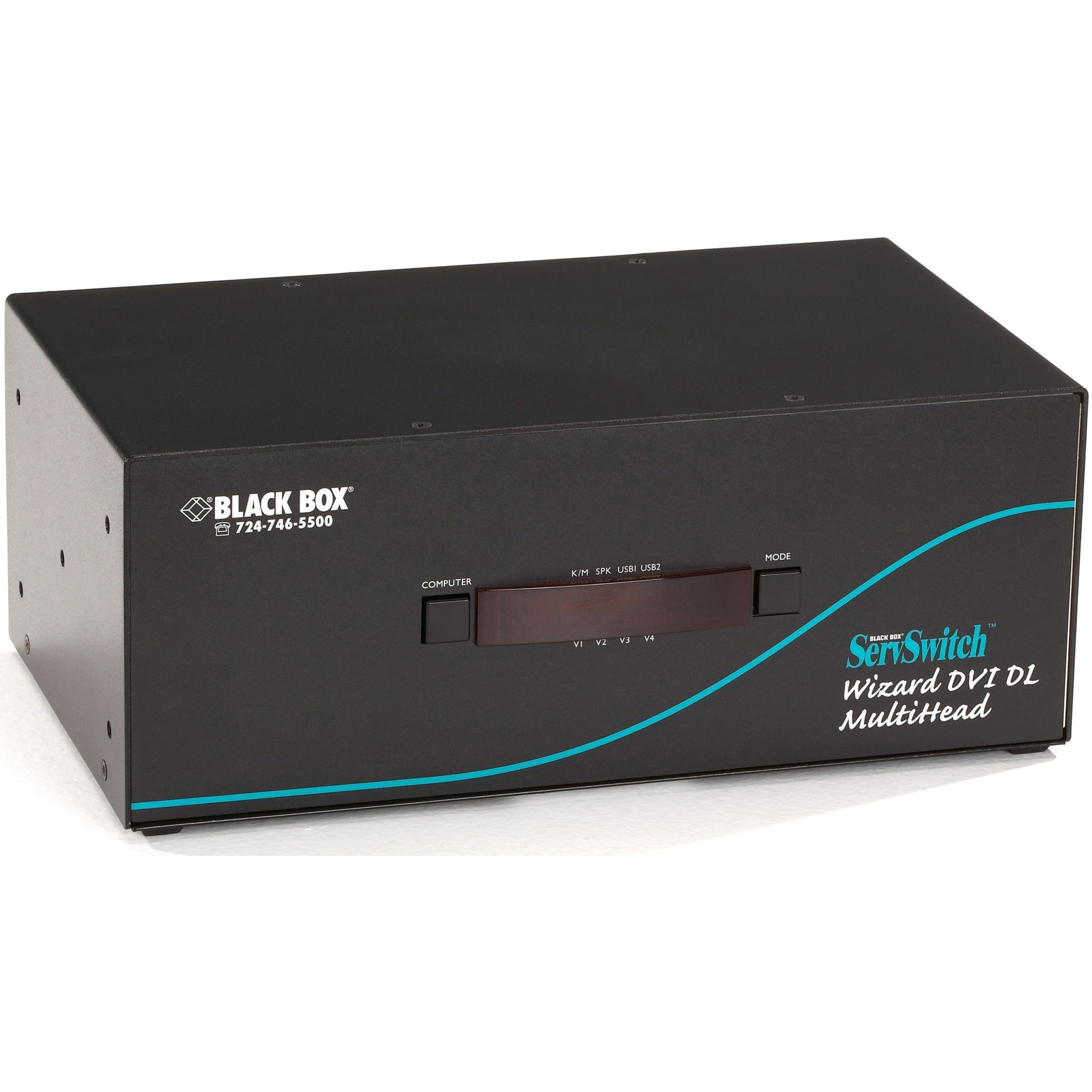 Black Box KV2304A ServSwitch Wizard Dual-Link DVI Tri-Head with USB True Emulation, 4 Computers Supported, 2 Year Warranty