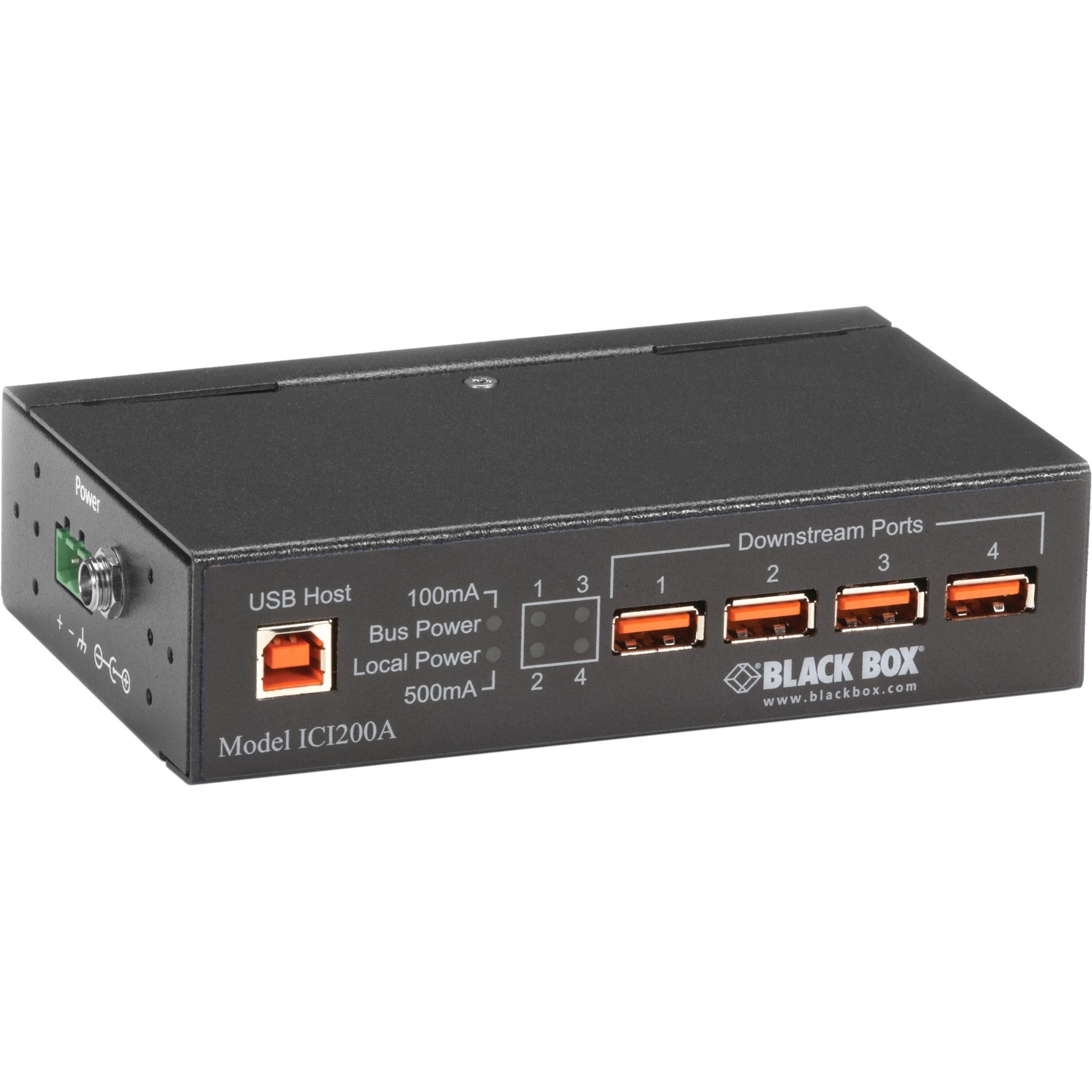 Black Box ICI200A Industrial USB 2.0 Hub - 4-Port, TAA Compliant, 5 Year Warranty