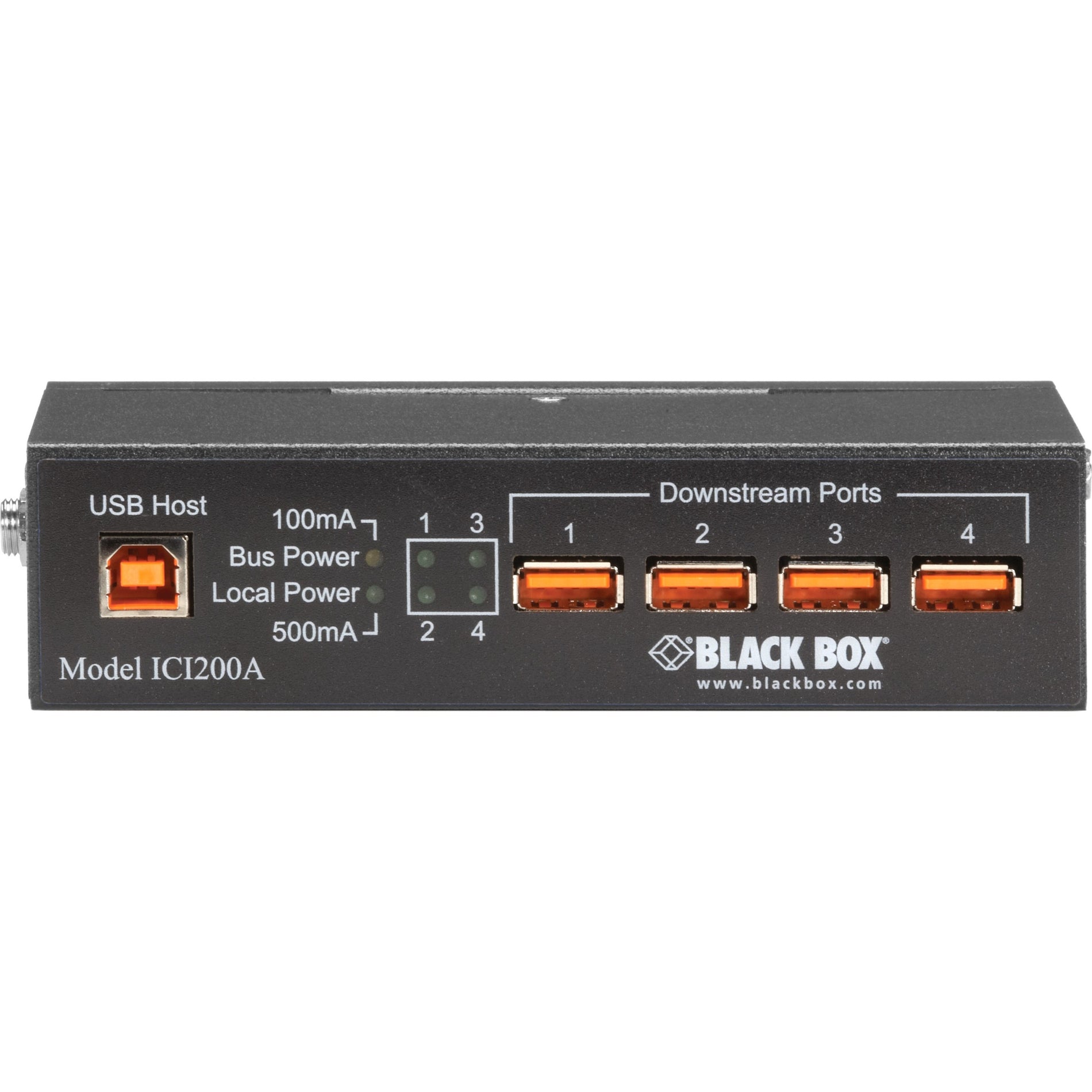 Black Box ICI200A Industrial USB 2.0 Hub - 4-Port, TAA Compliant, 5 Year Warranty