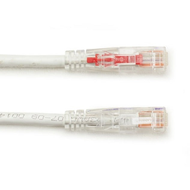 Side-by-side comparison of two Cat6 cable ends showing different LockPORT connector configurations