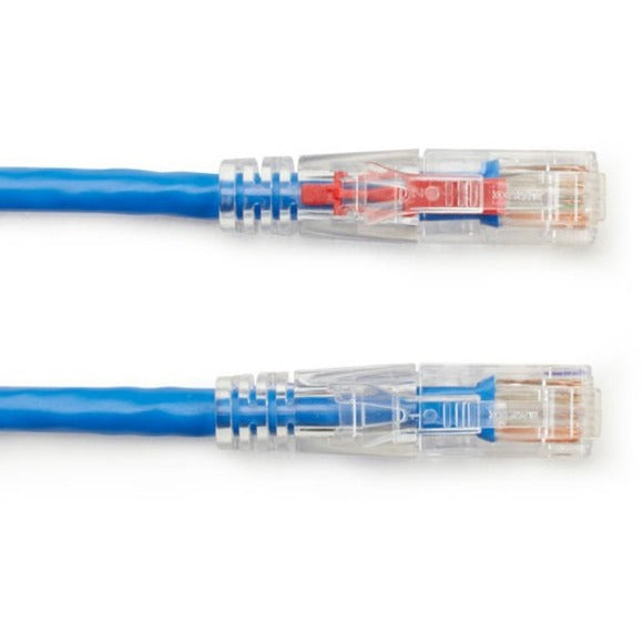 Side-by-side comparison of GigaTrue 3 Cat6 cable connectors showing LockPORT security system