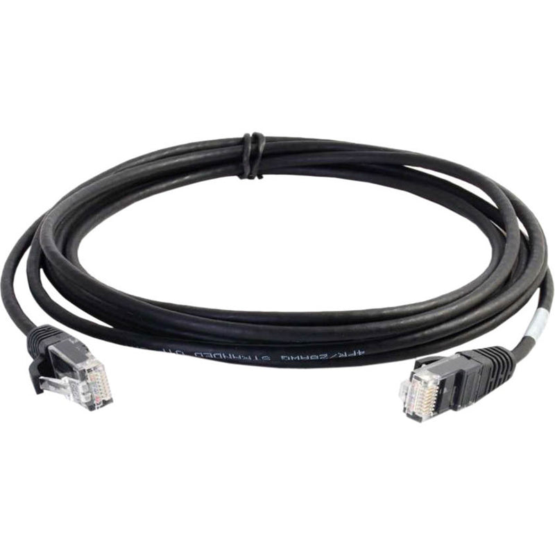 2ft black Cat6 slim Ethernet patch cable with snagless RJ-45 connectors showing reduced cable diameter