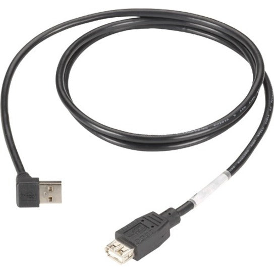 Black USB 2.0 cable with right-angle Type A male connector and straight Type A female connector, coiled view-alternate-image1