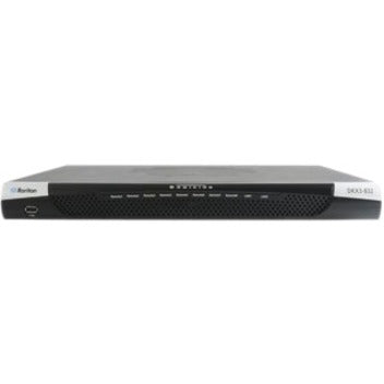 Side angle view of Raritan DKX3-232 KVM switch displaying cooling vents and chassis design