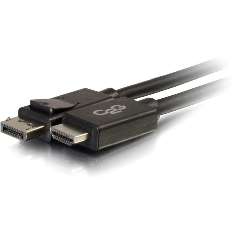 Close-up view of DisplayPort and HDMI connectors on C2G adapter cable showing gold-plated contacts