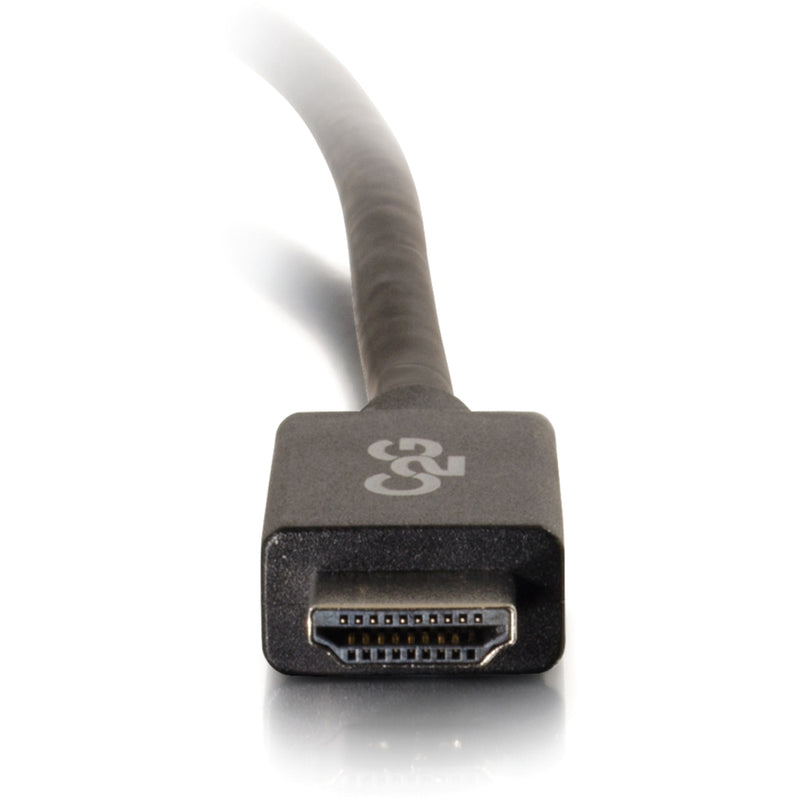 Close-up of HDMI connector showing pin layout and C2G branding