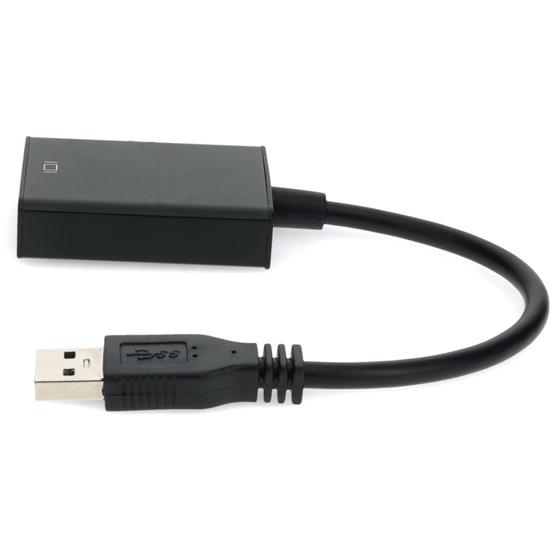 Horizontal view of AddOn USB-HDMI adapter showing easy connection design