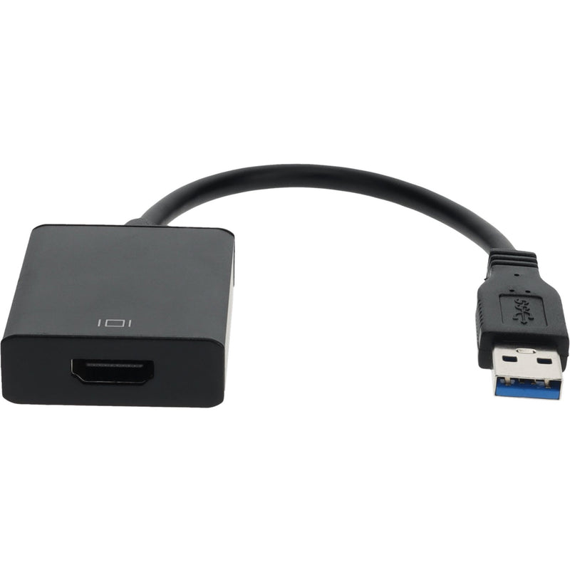 Side view of AddOn USB 3.0 to HDMI adapter showing USB connector and HDMI port