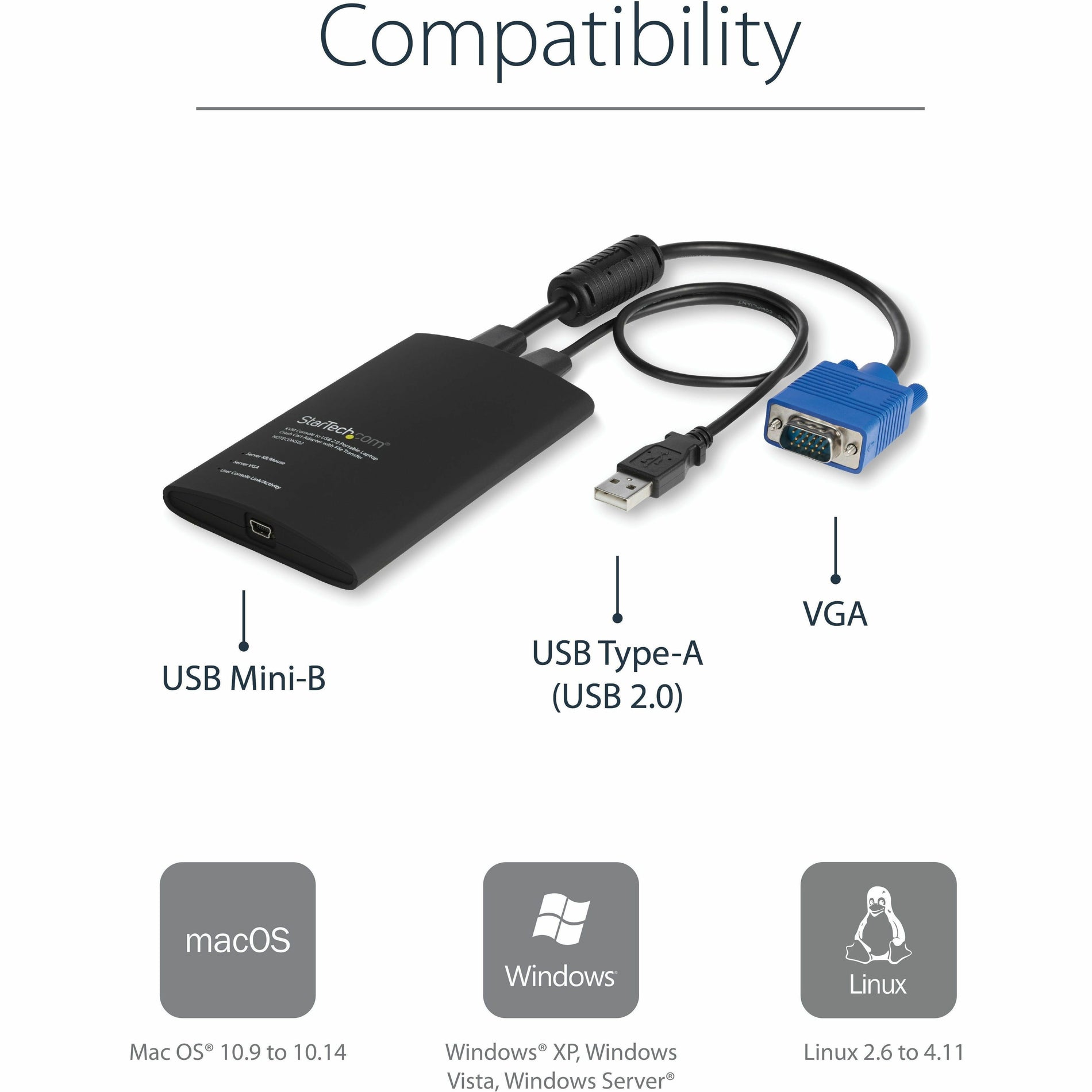 StarTech.com NOTECONS02 USB Crash Cart Adapter, Portable KVM Console with File Transfer