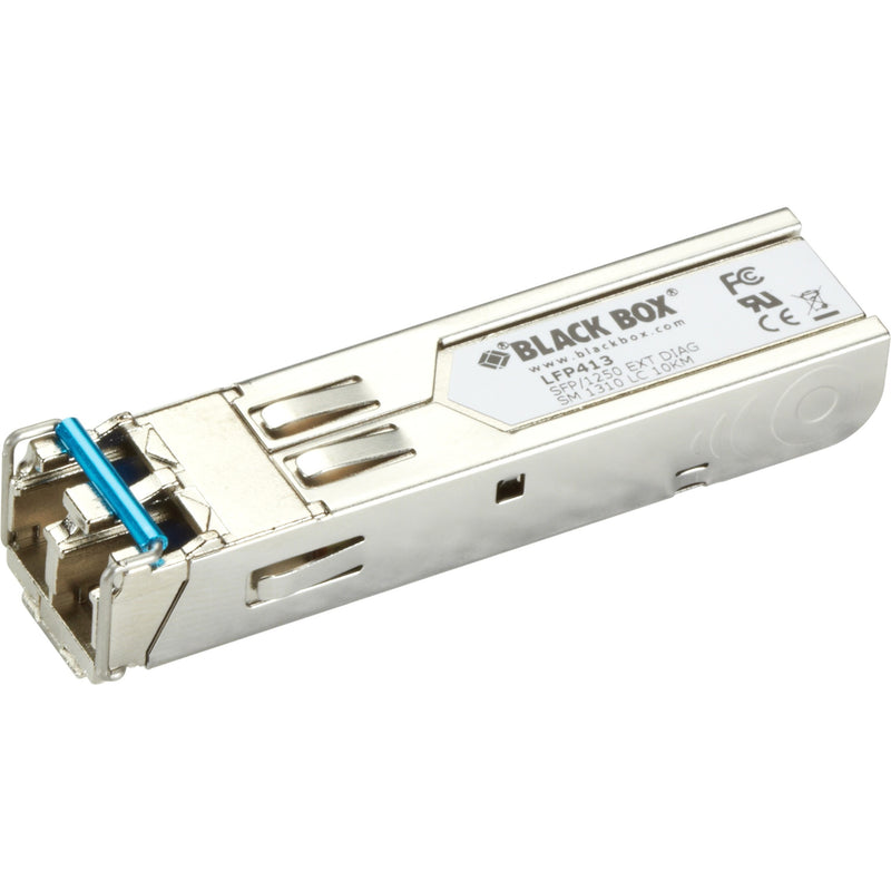 Black Box LFP413 SFP transceiver module with LC connector interface and silver metal housing