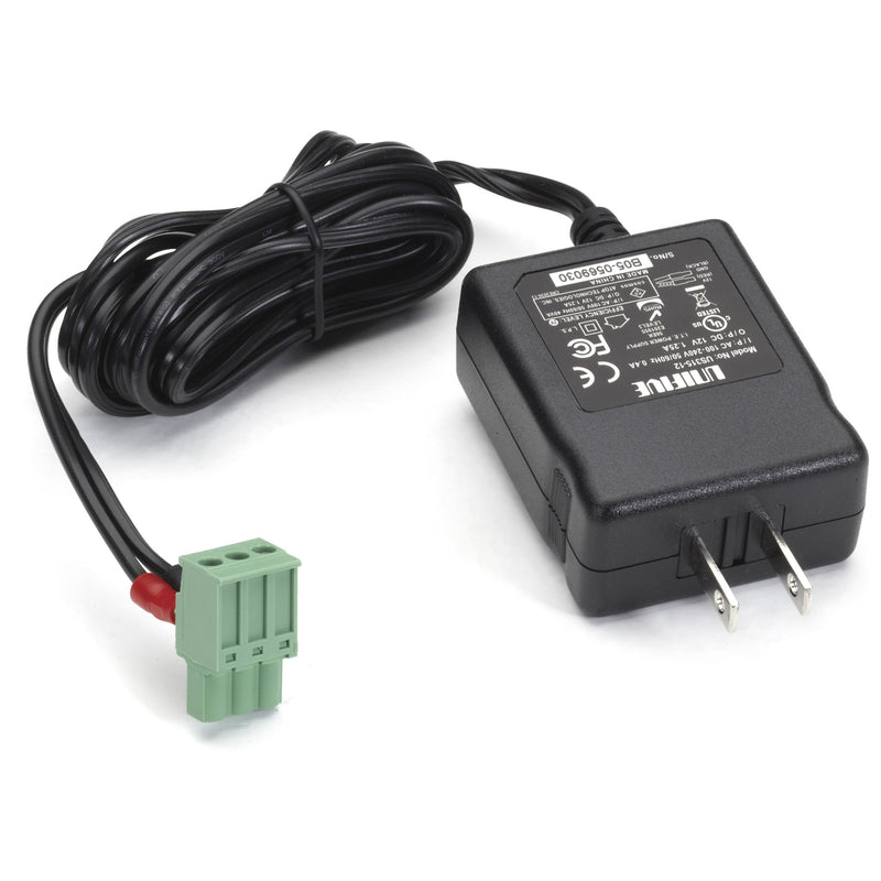 Black Box PS012 AC power adapter showing terminal block connector and power supply unit with extended black cable