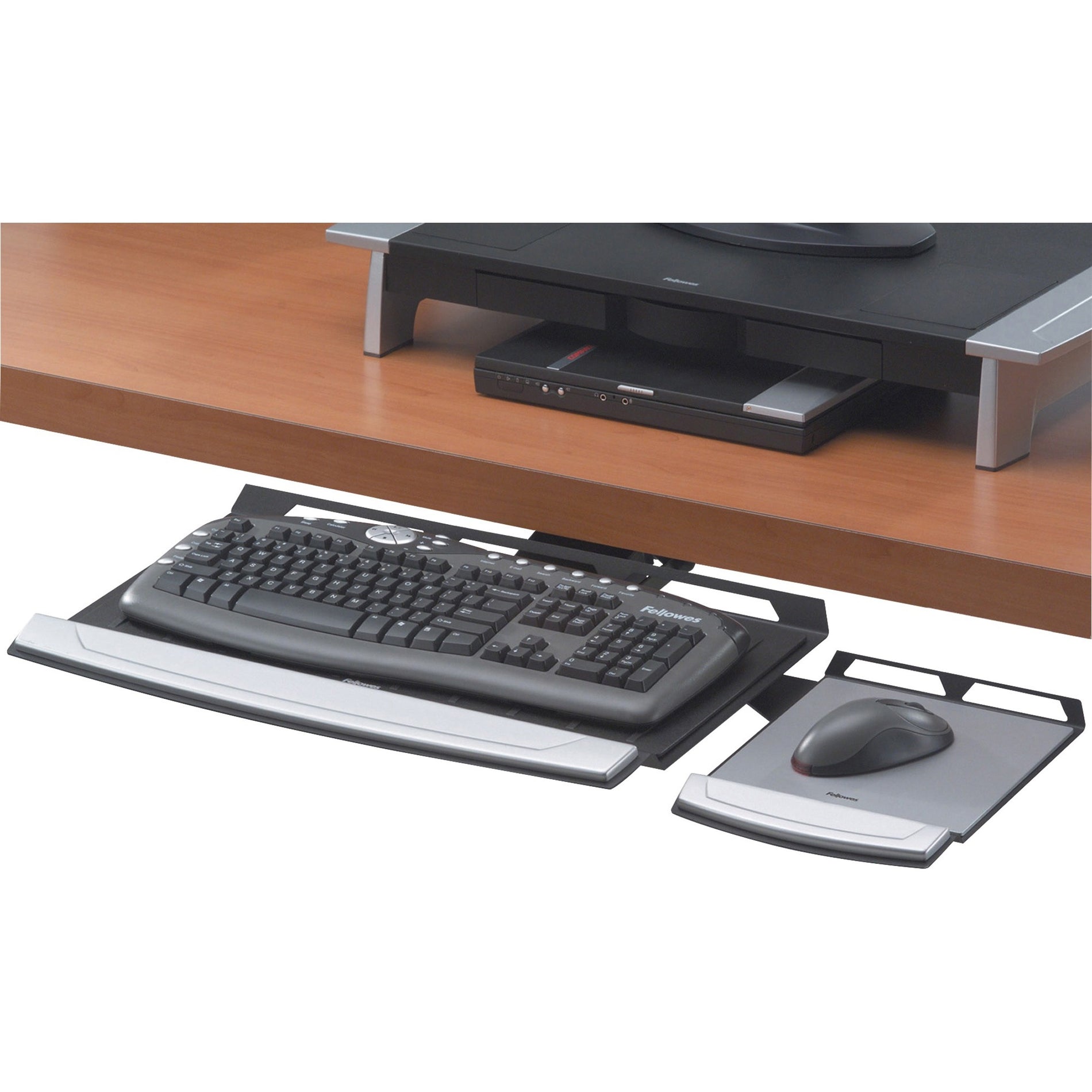 Fellowes 8031301 Office Suites Keyboard Tray Einstellbar und platzsparend mit Gel-Handgelenkstütze