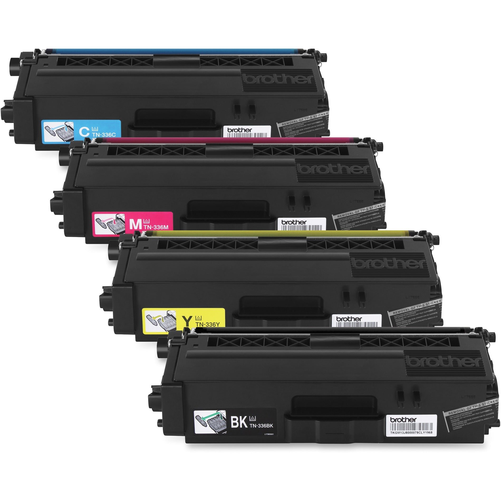 Full set of Brother TN336 series toner cartridges in black, cyan, magenta and yellow-alternate-image2