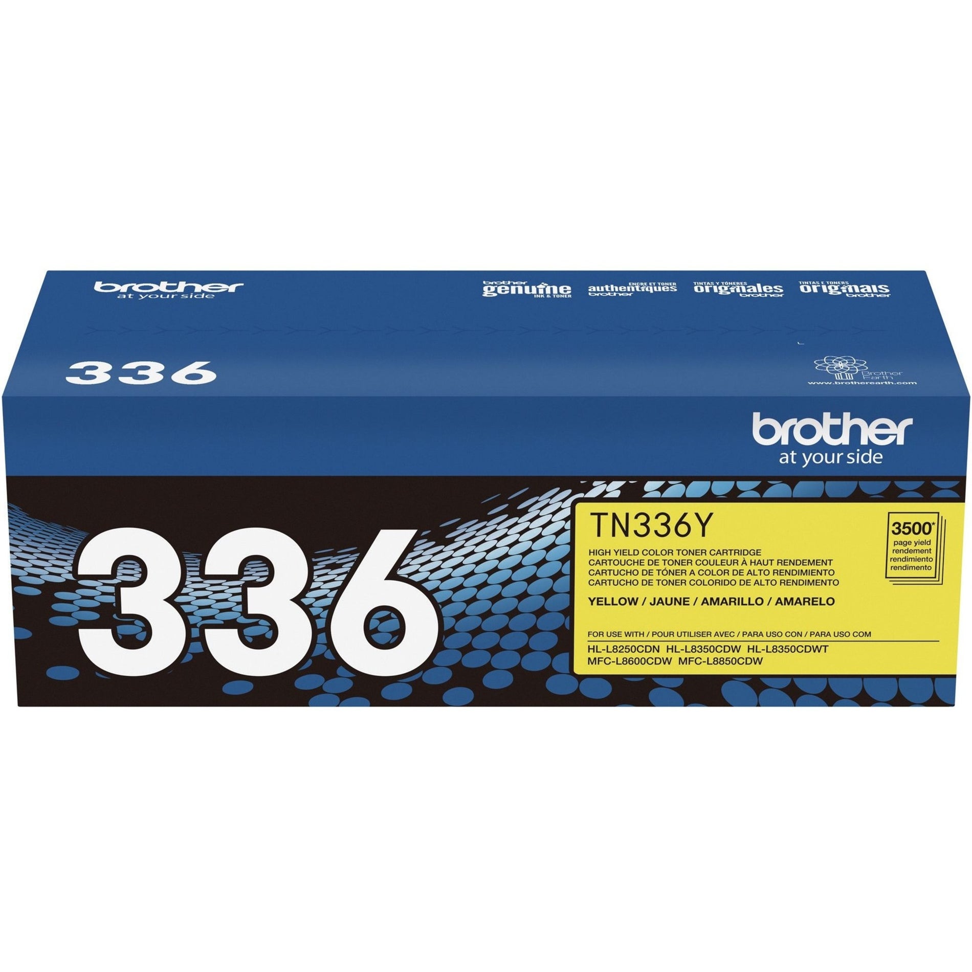 Detailed view of Brother TN336Y toner cartridge packaging and specifications-alternate-image9