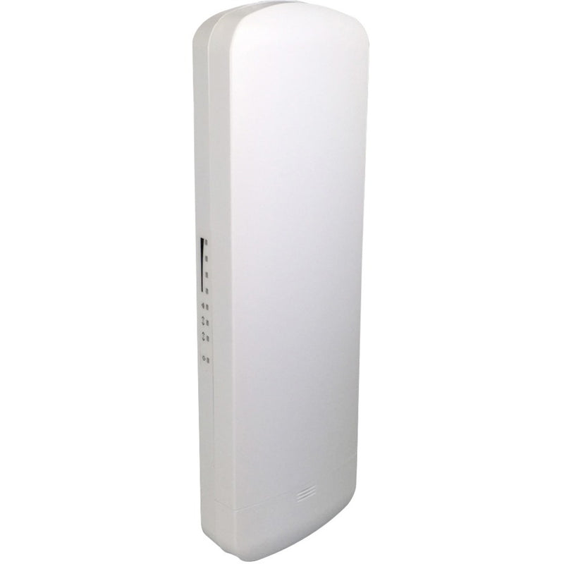 Front view of white vertical OWL-300ANP outdoor wireless access point showing sleek elongated design